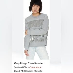MM6 Maison Martin Margiela Grey Fringe Pullover, Size M